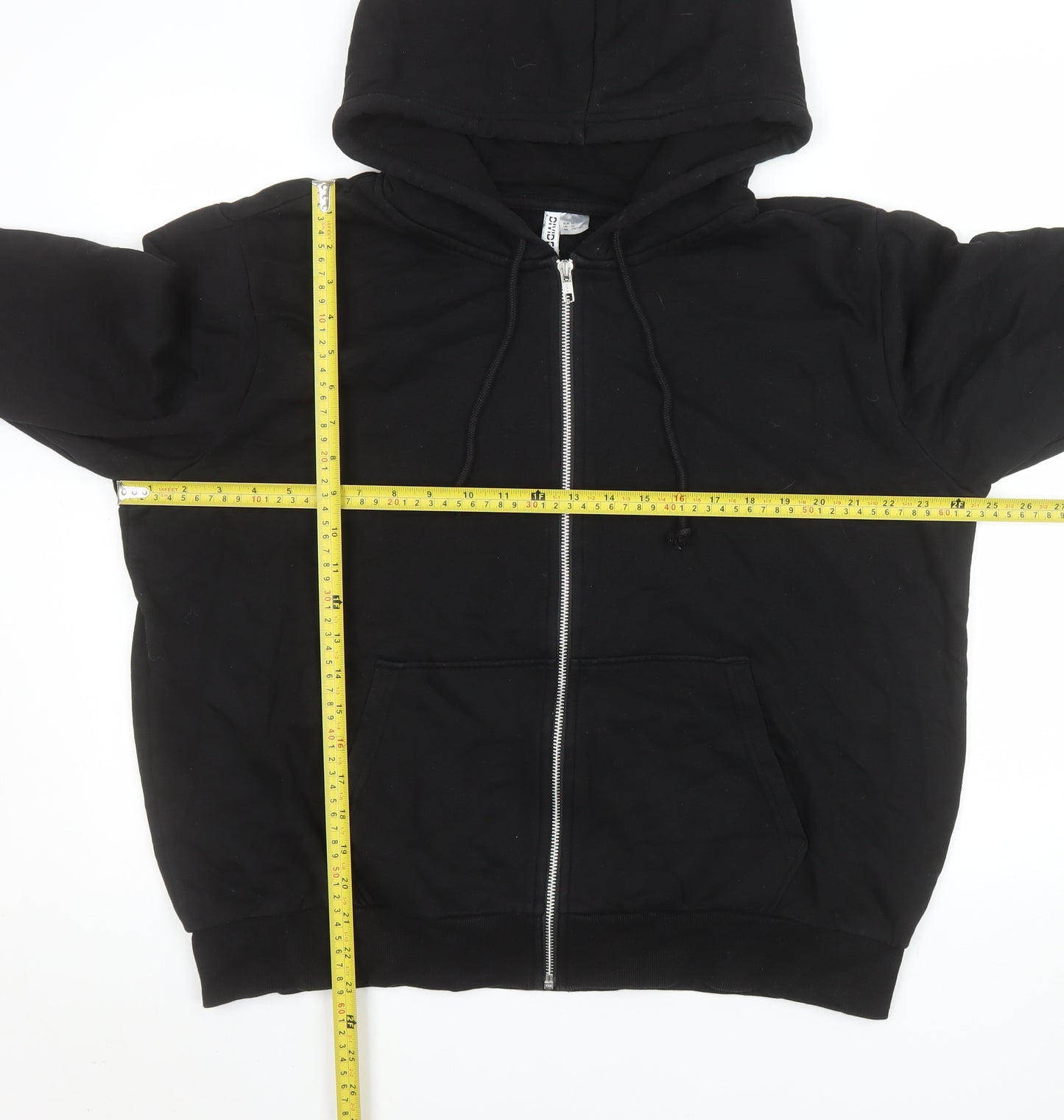 H&M Men Black XL Basic Zip Hoodie Jacket Cotton Blend