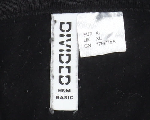 H&M Men Black XL Basic Zip Hoodie Jacket Cotton Blend