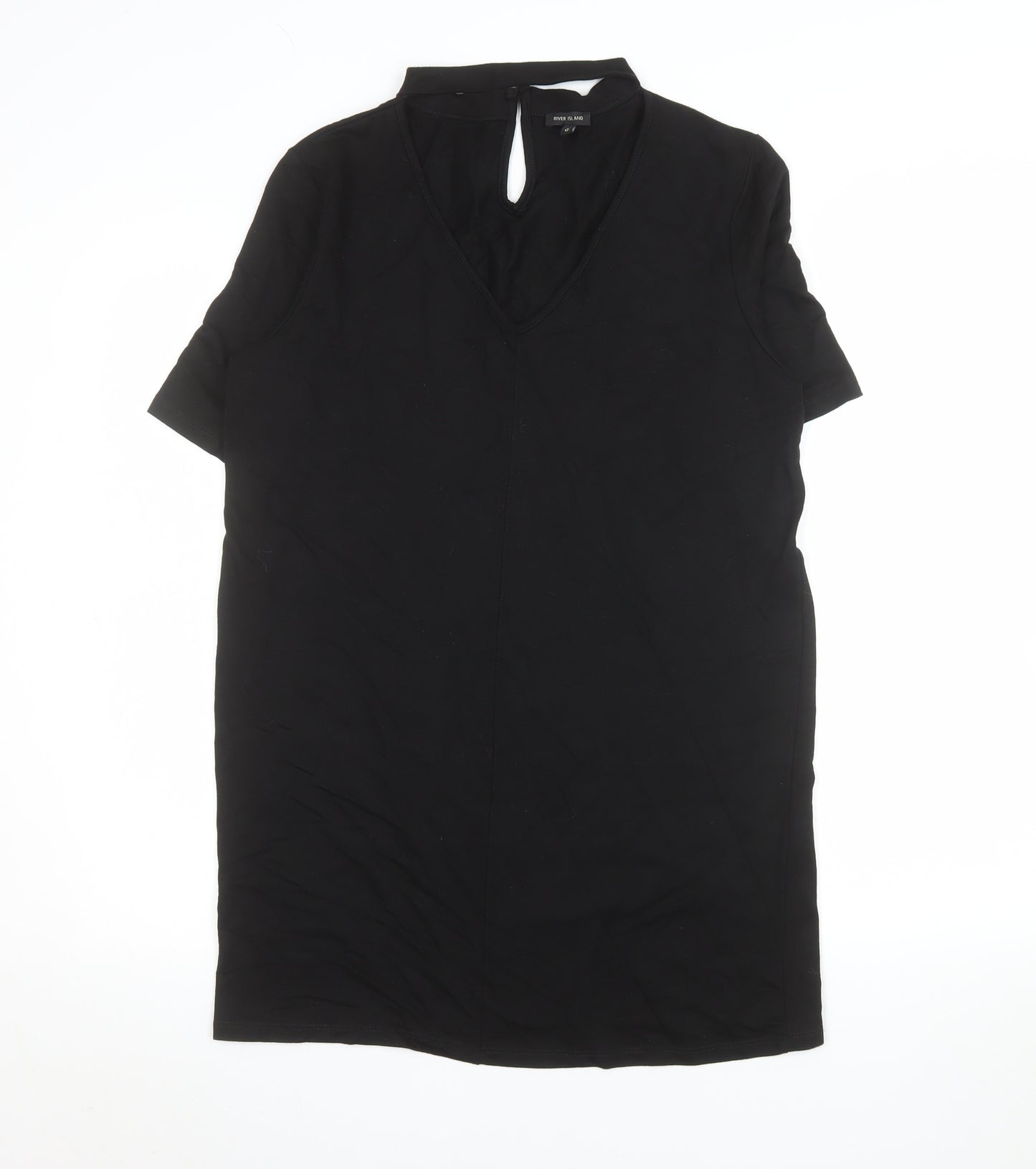 River Island Women's Black Viscose Tunic Blouse Size 12