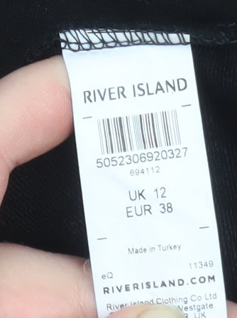 River Island Women's Black Viscose Tunic Blouse Size 12