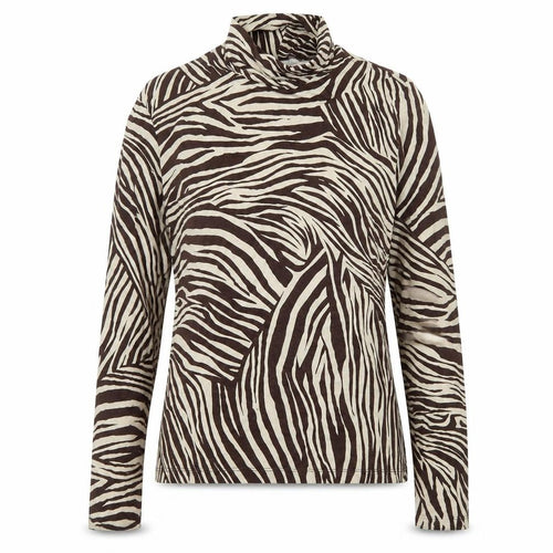 H&M Women’s Brown Zebra Print Roll Neck Long Sleeve Top Size L
