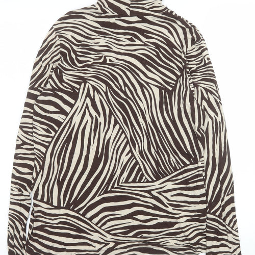 H&M Women’s Brown Zebra Print Roll Neck Long Sleeve Top Size L