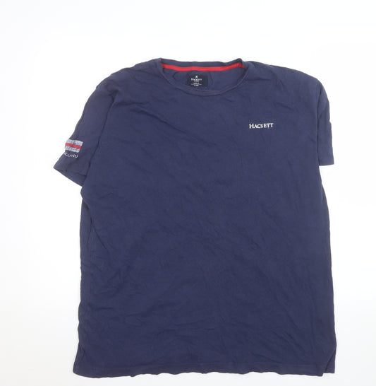 Hackett London Men's Blue XL Classic Fit Cotton Crew Neck T-Shirt