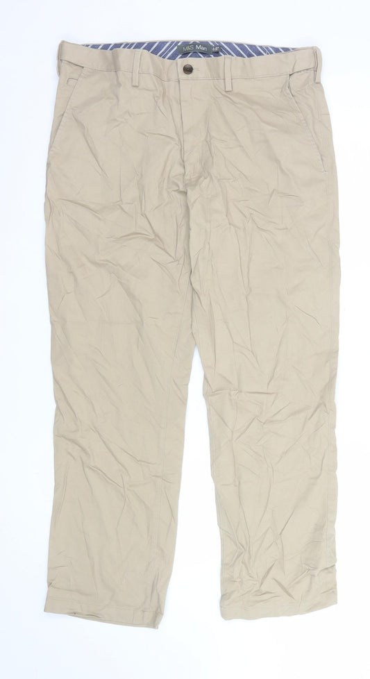 Marks and Spencer Men’s Beige Chino Trousers 36W 29L Slim Tapered Fit