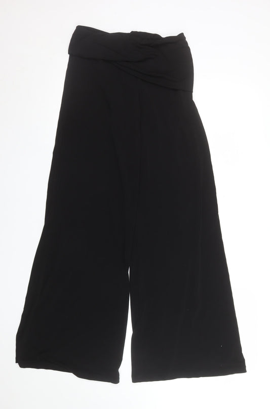 Stradivarius Women’s Black Wide-Leg High-Rise Jersey Trousers Size M