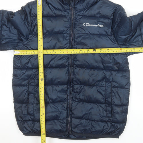 Champion Boys Blue Puffer Jacket Hooded Full Zip 10-11 Years Winter Coat