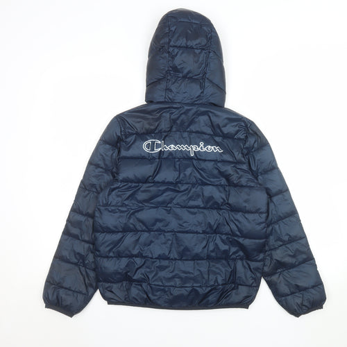 Champion Boys Blue Puffer Jacket Hooded Full Zip 10-11 Years Winter Coat