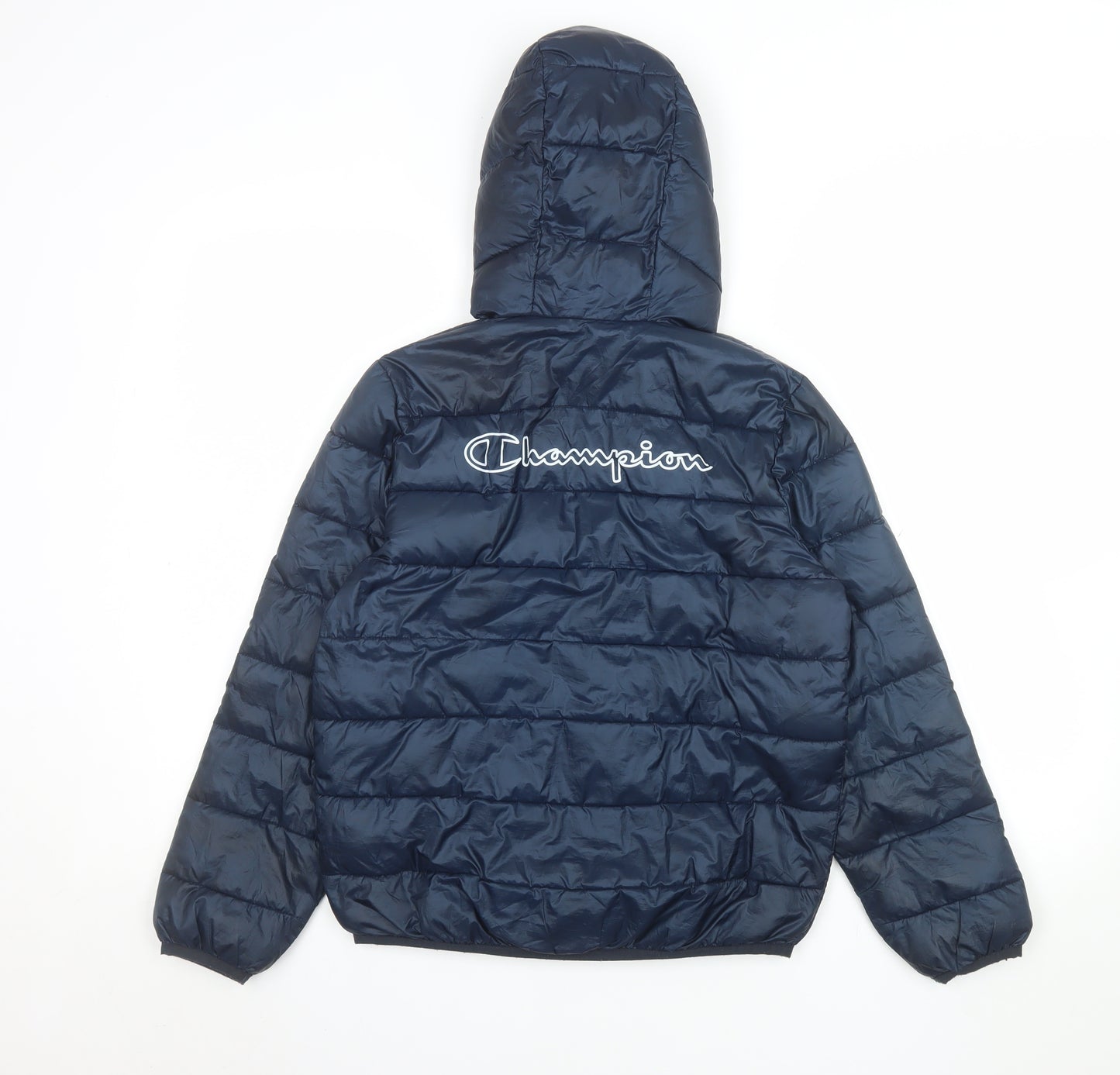 Champion Boys Blue Puffer Jacket Hooded Full Zip 10-11 Years Winter Coat