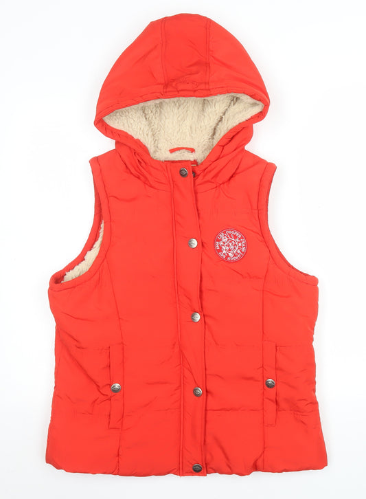 Lee Cooper Women's Red Puffer Hooded Waistcoat Size 16