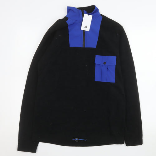 Another Influence Men's Black Blue Fleece 1/4 Zip Pullover Sweatshirt Small