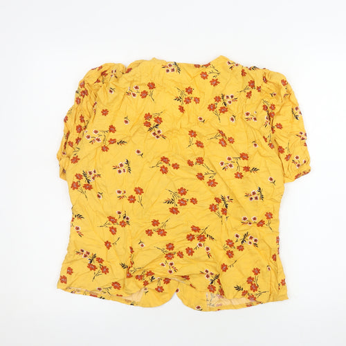 Peacocks Women's Yellow Floral Viscose Tunic Blouse Size 14