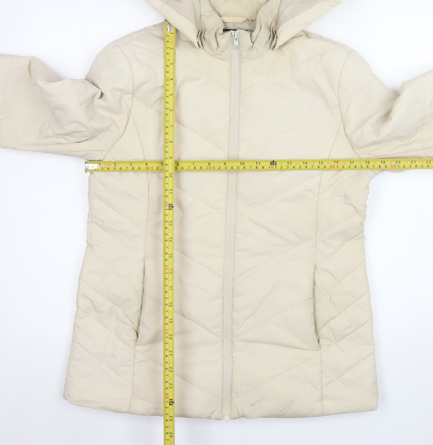 John Lewis Women’s Beige Hooded Puffer Jacket Size 8