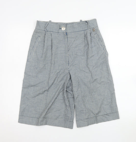 Hagro Men's Blue Check Pleated Chino Shorts Size 46 Polyester Cotton