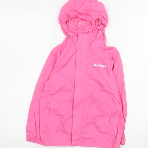 Peter Storm Girls Pink Waterproof Hooded Rain Coat 5-6 Years