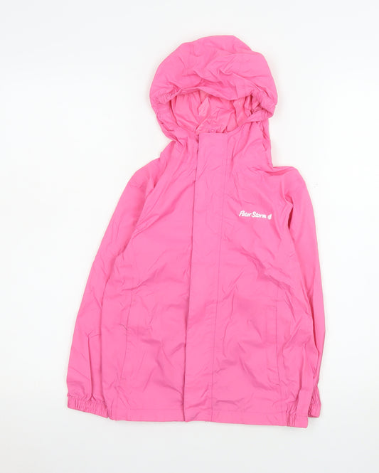 Peter Storm Girls Pink Waterproof Hooded Rain Coat 5-6 Years
