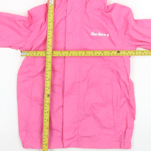 Peter Storm Girls Pink Waterproof Hooded Rain Coat 5-6 Years