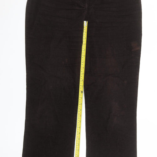 CC Women Brown Corduroy Straight Leg Trousers Size 14