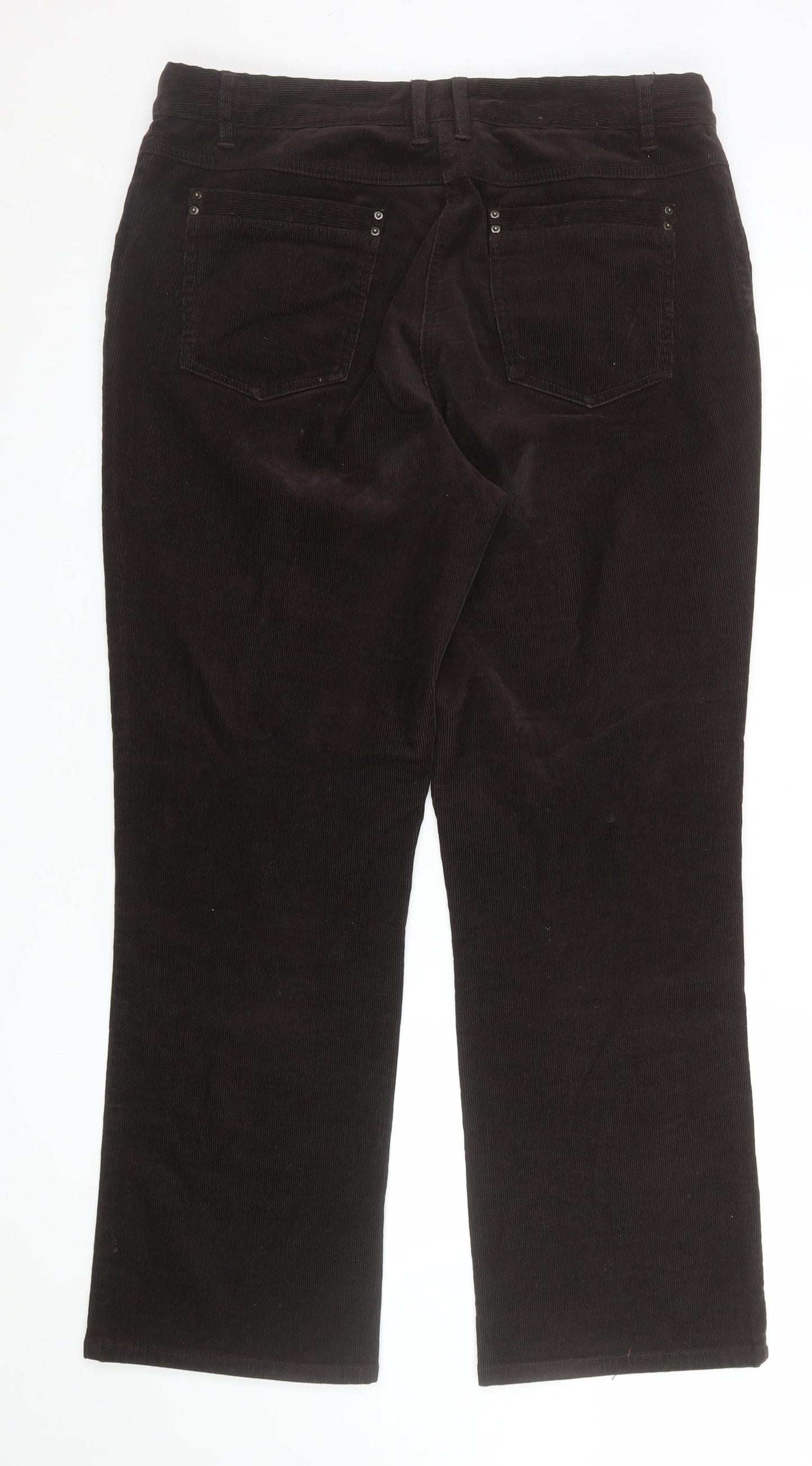 CC Women Brown Corduroy Straight Leg Trousers Size 14