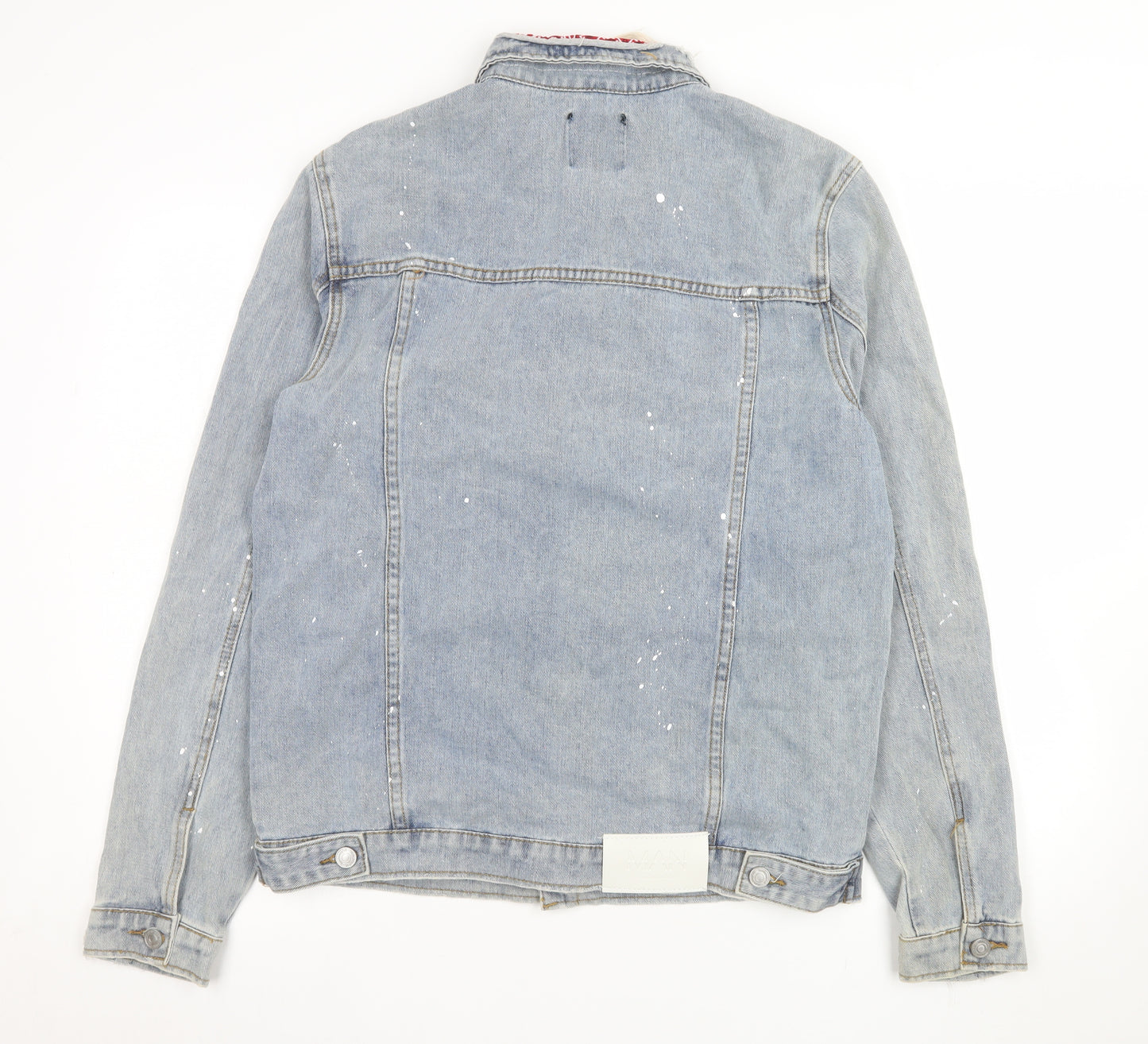 boohooMAN Men's Blue Distressed Denim Jacket Size M