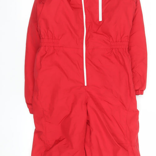 Wedze Boys Red 12 Years Ski Snowsuit Hooded Waterproof Insulated Winter Outerwear