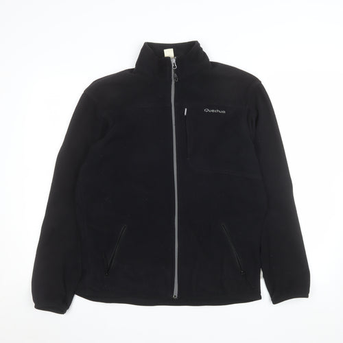 Quechua Men's Black Fleece Full Zip Jacket Size M Outdoor Hiking