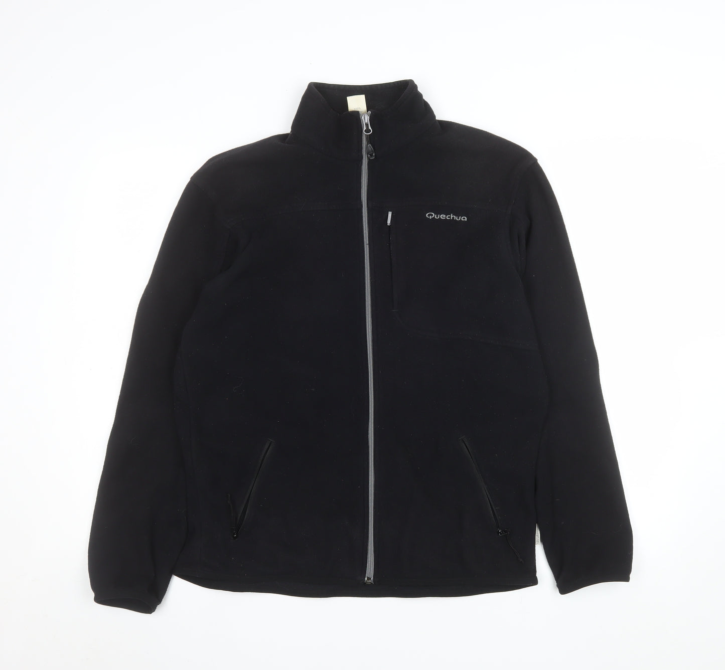 Quechua Men's Black Fleece Full Zip Jacket Size M Outdoor Hiking