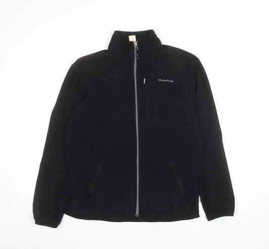 Quechua Men's Black Fleece Full Zip Jacket Size M Outdoor Hiking