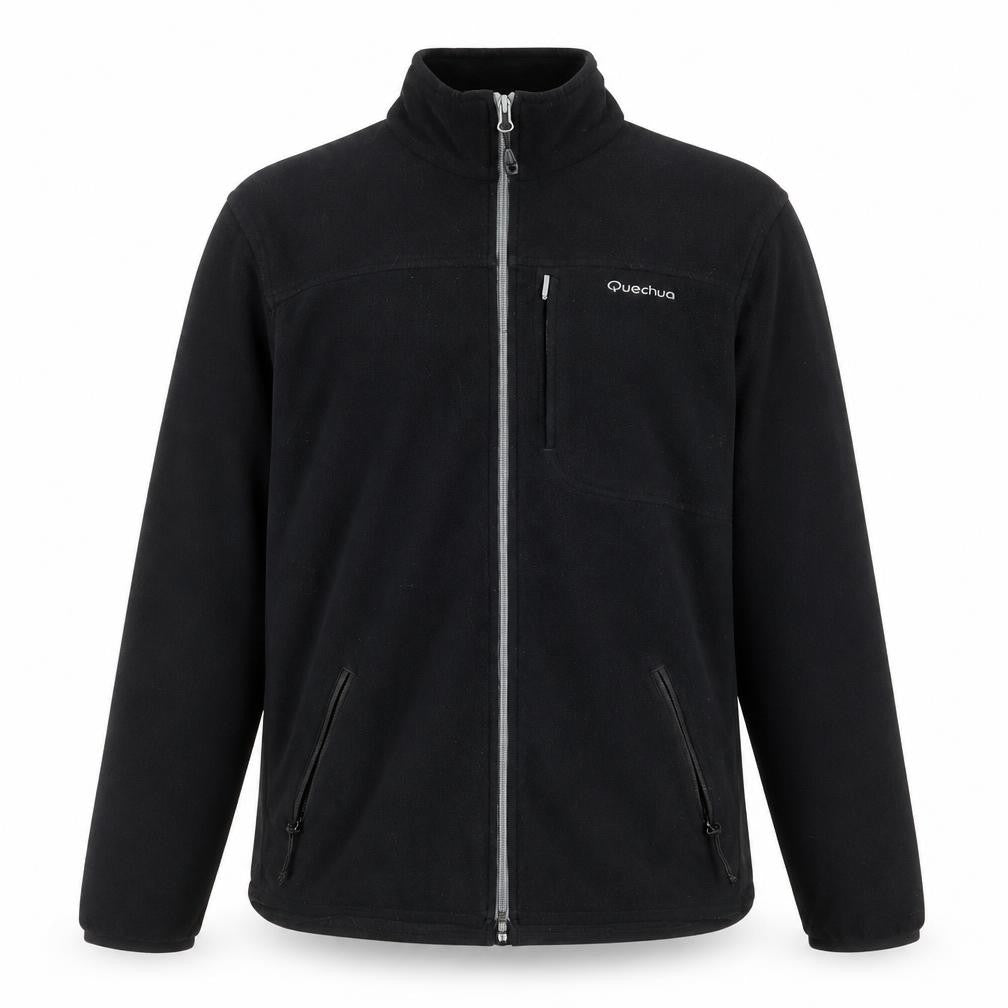 Quechua Men's Black Fleece Full Zip Jacket Size M Outdoor Hiking