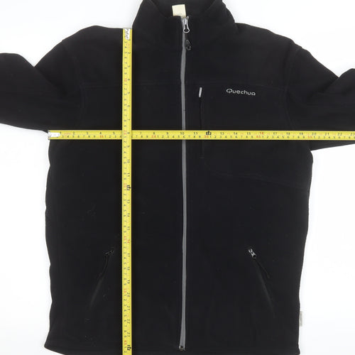 Quechua Men's Black Fleece Full Zip Jacket Size M Outdoor Hiking