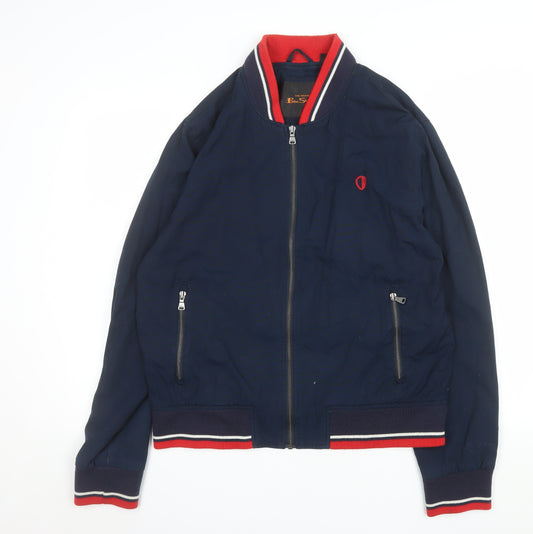 Ben Sherman Men's Blue Bomber Jacket L Cotton Retro Style