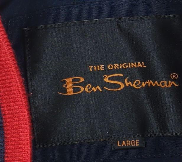 Ben Sherman Men's Blue Bomber Jacket L Cotton Retro Style