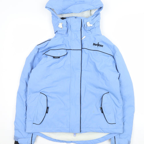 No Fear Girls Blue Waterproof Breathable Ski Jacket 11-12 Years Winter Hooded