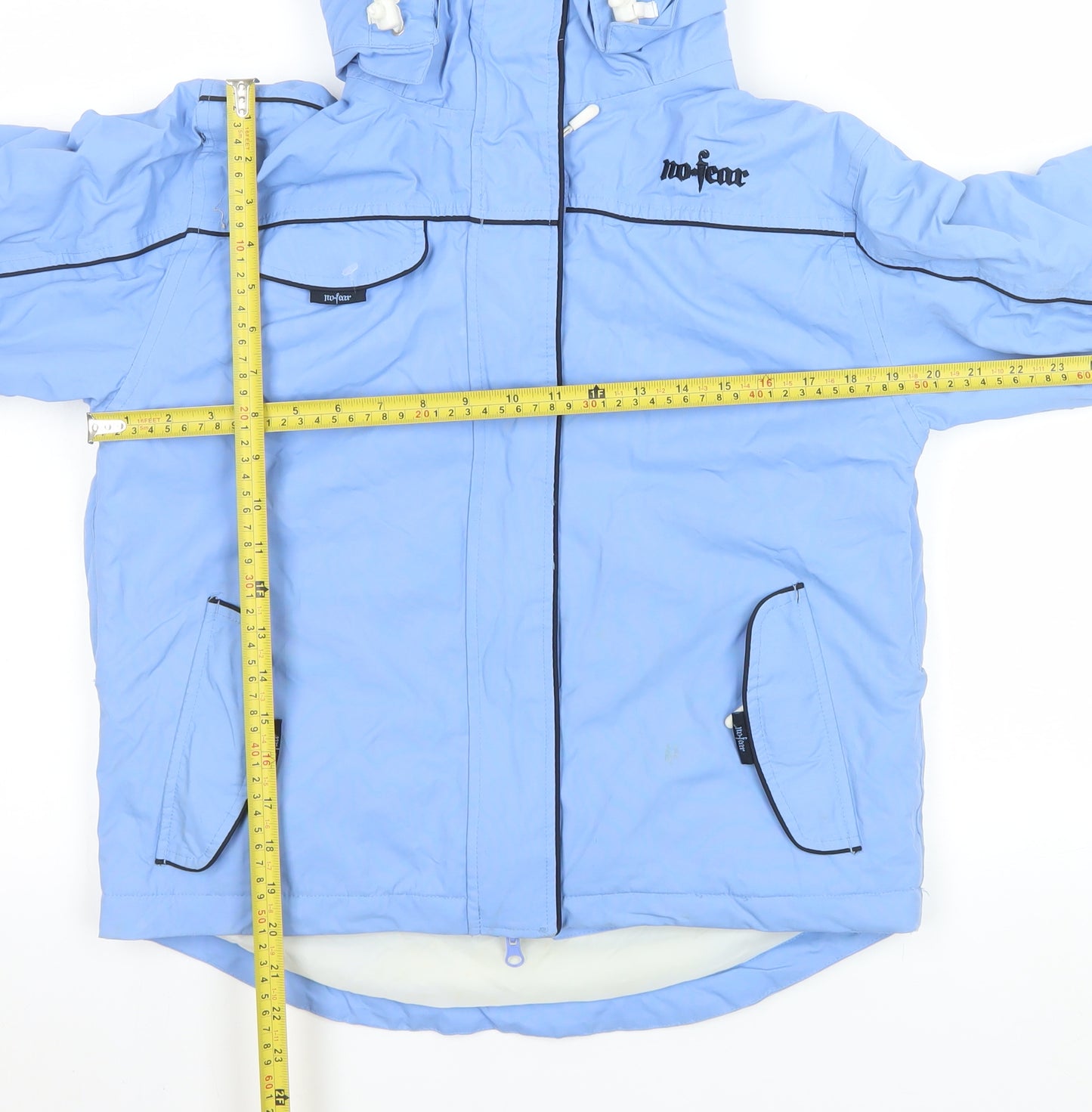 No Fear Girls Blue Waterproof Breathable Ski Jacket 11-12 Years Winter Hooded