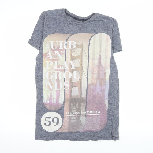 Next Men's Grey XS Urban Print Graphic Crew Neck T-Shirt