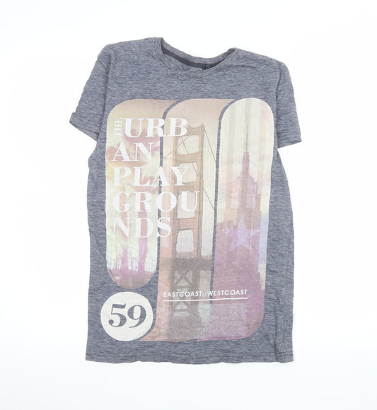 Next Men's Grey XS Urban Print Graphic Crew Neck T-Shirt