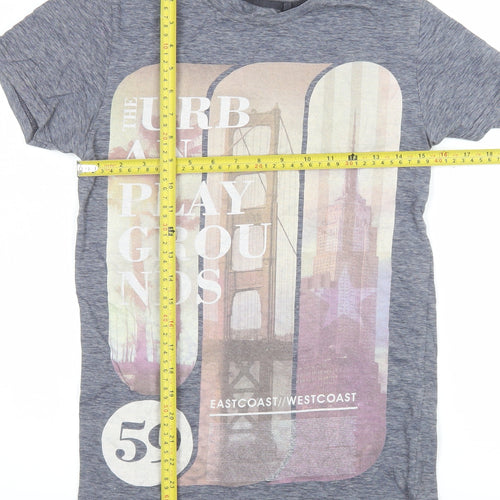 Next Men's Grey XS Urban Print Graphic Crew Neck T-Shirt