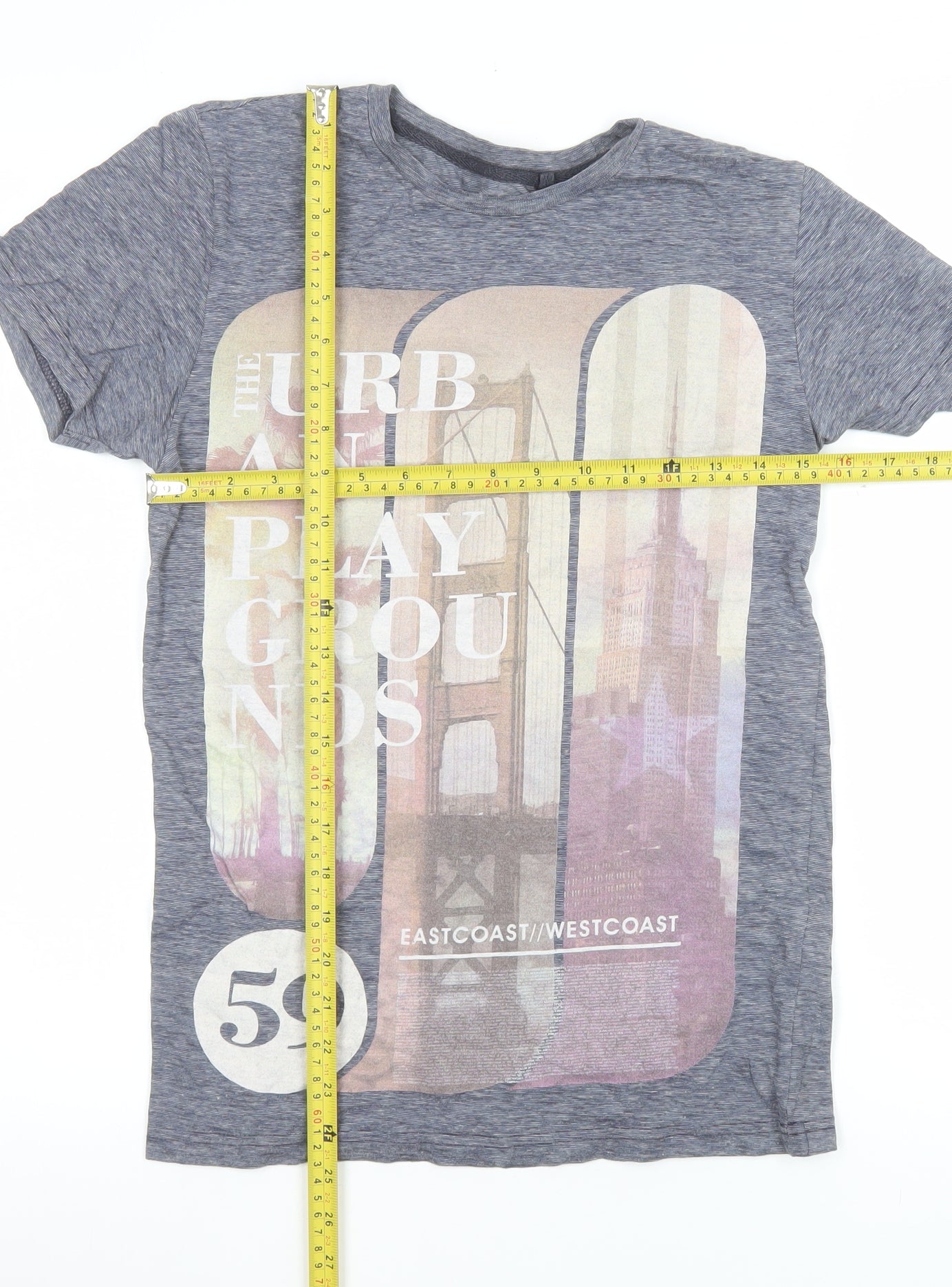 Next Men's Grey XS Urban Print Graphic Crew Neck T-Shirt