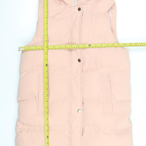 WHITE ICY Women's Pink Hooded Long Puffer Waistcoat Size S