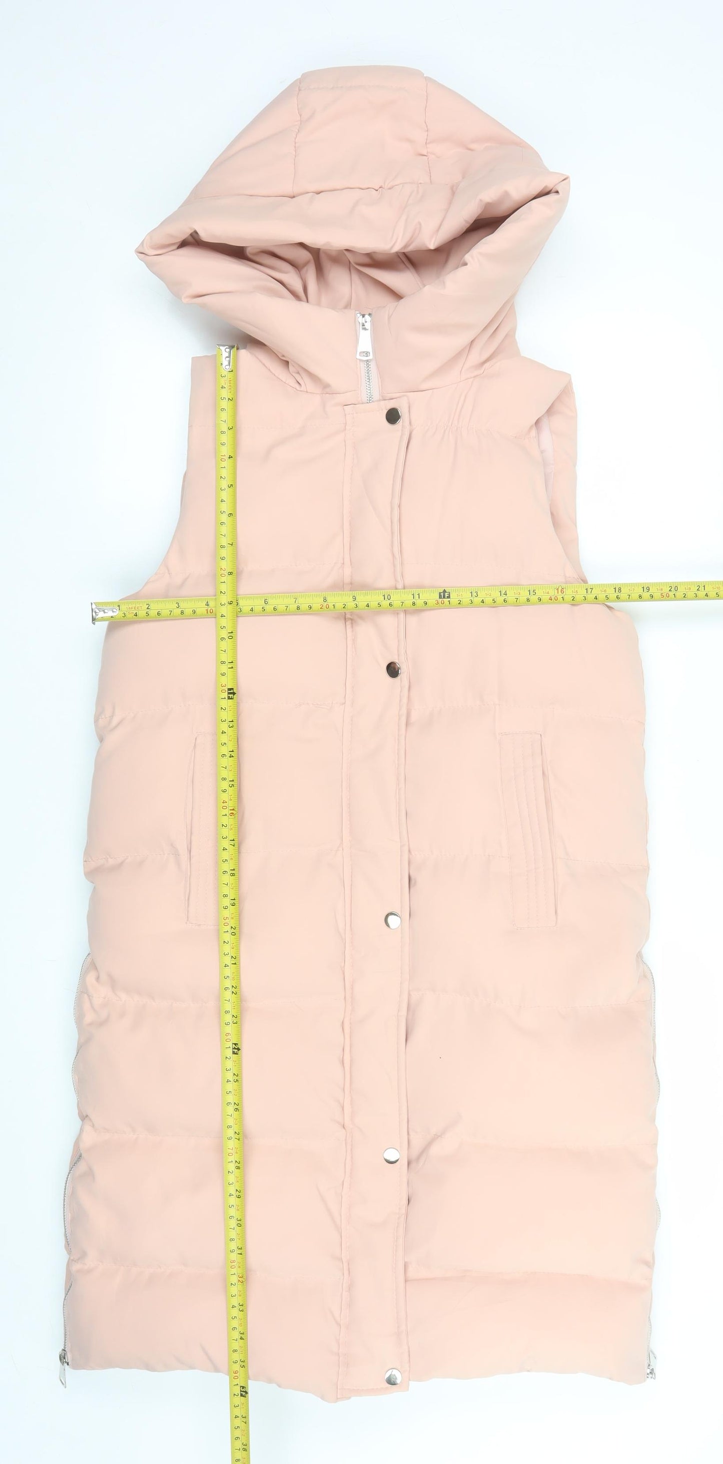 WHITE ICY Women's Pink Hooded Long Puffer Waistcoat Size S