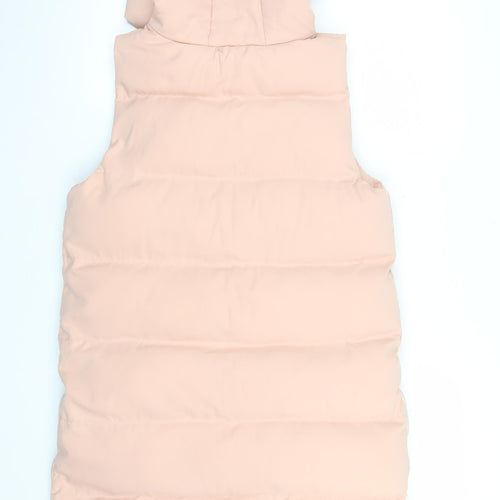 WHITE ICY Women's Pink Hooded Long Puffer Waistcoat Size S
