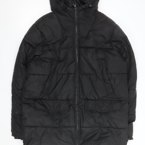 Matalan Men's Black Puffer Hooded Winter Jacket Size L