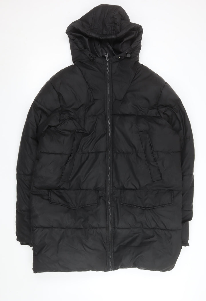 Matalan Men's Black Puffer Hooded Winter Jacket Size L
