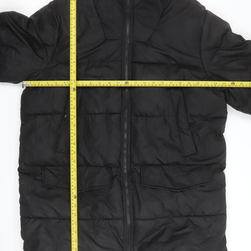 Matalan Men's Black Puffer Hooded Winter Jacket Size L