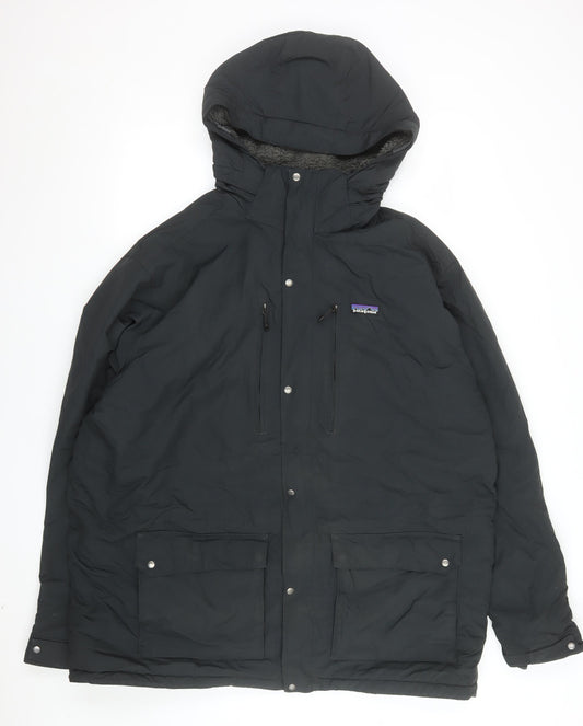 Patagonia Men's Black XXL Hooded Parka Nylon Winter Jacket