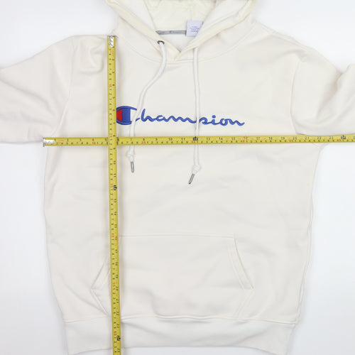 Champion Men White 2XL Pullover Hoodie Fleece Logo Sweatshirt