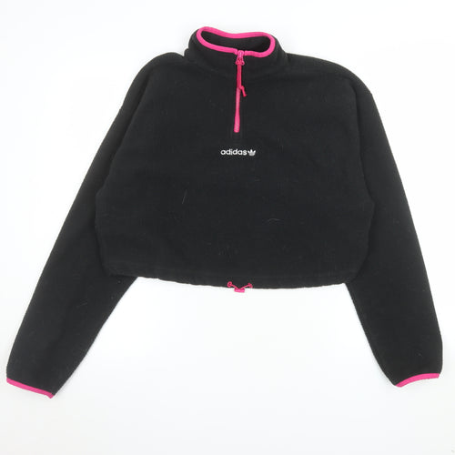 Adidas Womens Black Fleece 1/4 Zip Pullover Sweatshirt Size 14