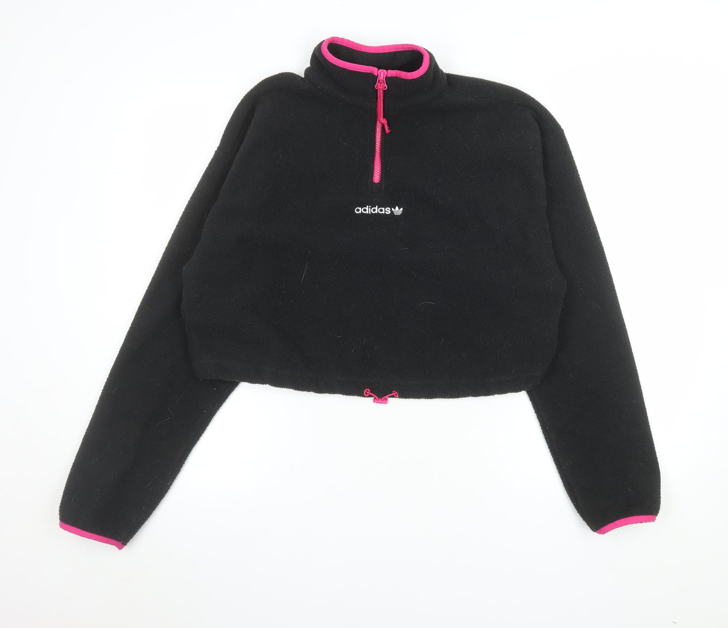 Adidas Womens Black Fleece 1/4 Zip Pullover Sweatshirt Size 14