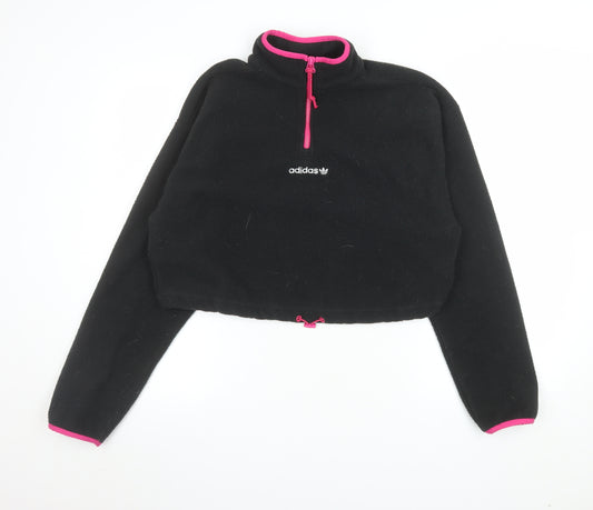 Adidas Womens Black Fleece 1/4 Zip Pullover Sweatshirt Size 14