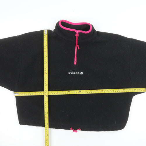 Adidas Womens Black Fleece 1/4 Zip Pullover Sweatshirt Size 14