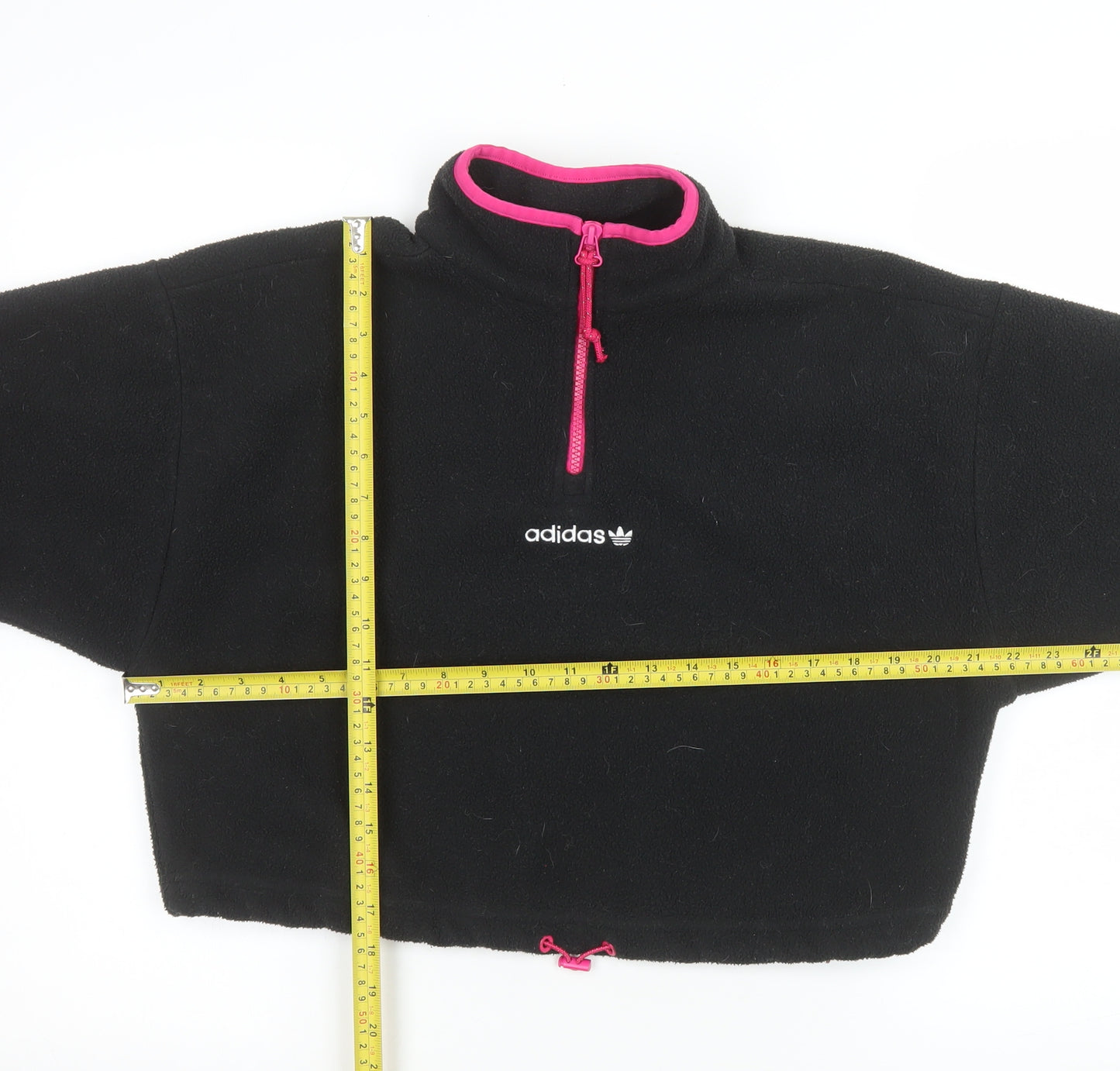 Adidas Womens Black Fleece 1/4 Zip Pullover Sweatshirt Size 14